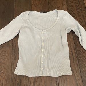 Brandy Melville button up ribbed blue long sleeve